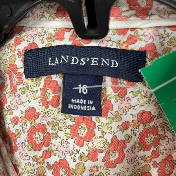 Lands' End Pink Floral Cotton Top Size 16 - Picture 2 of 5